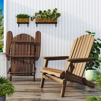 Ktaxon 2 Pack Patio Wood Adirondack Chair, Garden Chaise Chair Outdoor Folding Chair, Wooden Chair for Patio, Garden, Carbonized Color