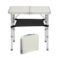 thumbnail image 1 of Ktaxon 2' Portable Folding Table with Adjustable Mesh Storage Bag, 3 Level Height Adjustable Camping Picnic Table with Metal Frame & Handle, White, 1 of 9