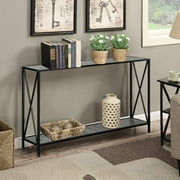 Ktaxon 2-Tier Console Table Sturdy Metal Frame Sofa Table TV Stand with Scratch-Resistant & Water-Resistant Wooden Top, Gray Wood Grain