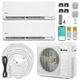 thumbnail image 1 of Ktaxon 2 Zone 12000 + 12000 BTU WIFI Mini Split AC/Heating System,  21 SEER2 Tri Zone 27000 BTU Ductless Split Air Conditioner with Pre-Charged Condenser, Heat Pump & 25Ft Line Set, 208-230V, 1 of 12