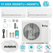 Ktaxon 2 Zone 9000 + 9000 BTU WIFI Mini Split AC/Heating System, 19 SEER2 Dual Zone 18000 BTU Ductless Split Air Conditioner with Pre-Charged Condenser, Heat Pump & 25Ft Installation Kit, 208-230V
