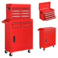 thumbnail image 1 of Ktaxon 2 in 1 Rolling Tool Chest Storage Cabinet, Mechanic Tool Organizer Box, w/5 Drawers, Red, 1 of 8