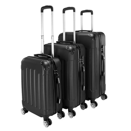 Ktaxon 20/24/28” 3-Piece Trolley Luggage Set, Black