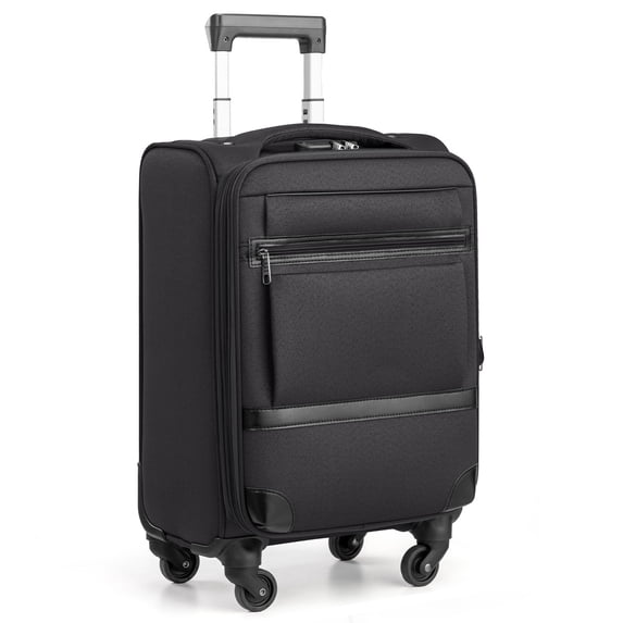Ktaxon 20" Carry-on Luggage Softside Suitcases Oragnizer Bag with 360° Spinner Wheels Lightweight Travel Suitcase, Black