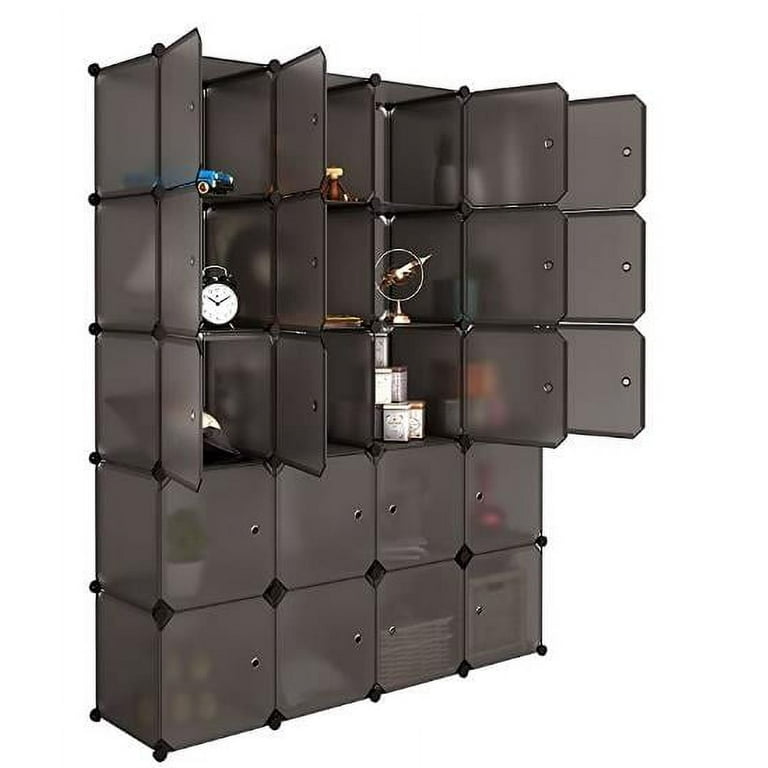 LANGRIA 16 Cube Organizer Stackable Plastic Cube Storage Shelves