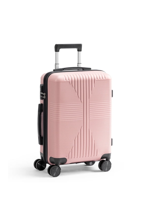 20 Inch Carry-on Luggage Hardside Suitcase with 360° Detachable Spinner Wheels, Lightweight Unbreakable Travel Luggage, Rosy