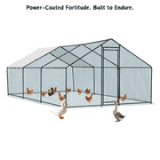 Ktaxon 10' x 10' Metal Chicken Coop with Run, Walkin Poultry Cage for Yard with Waterproof Cover, Doom Roof for Hen House, Duck and Rabbit