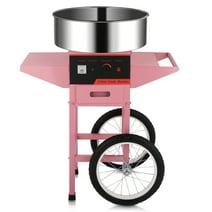 Ktaxon 21 Inch Cotton Candy Machine Cart, Electric Cotton Candy Maker Machine w/Stainless Steel Bowl, Sugar Scoop and Large Storage Drawer, Pink