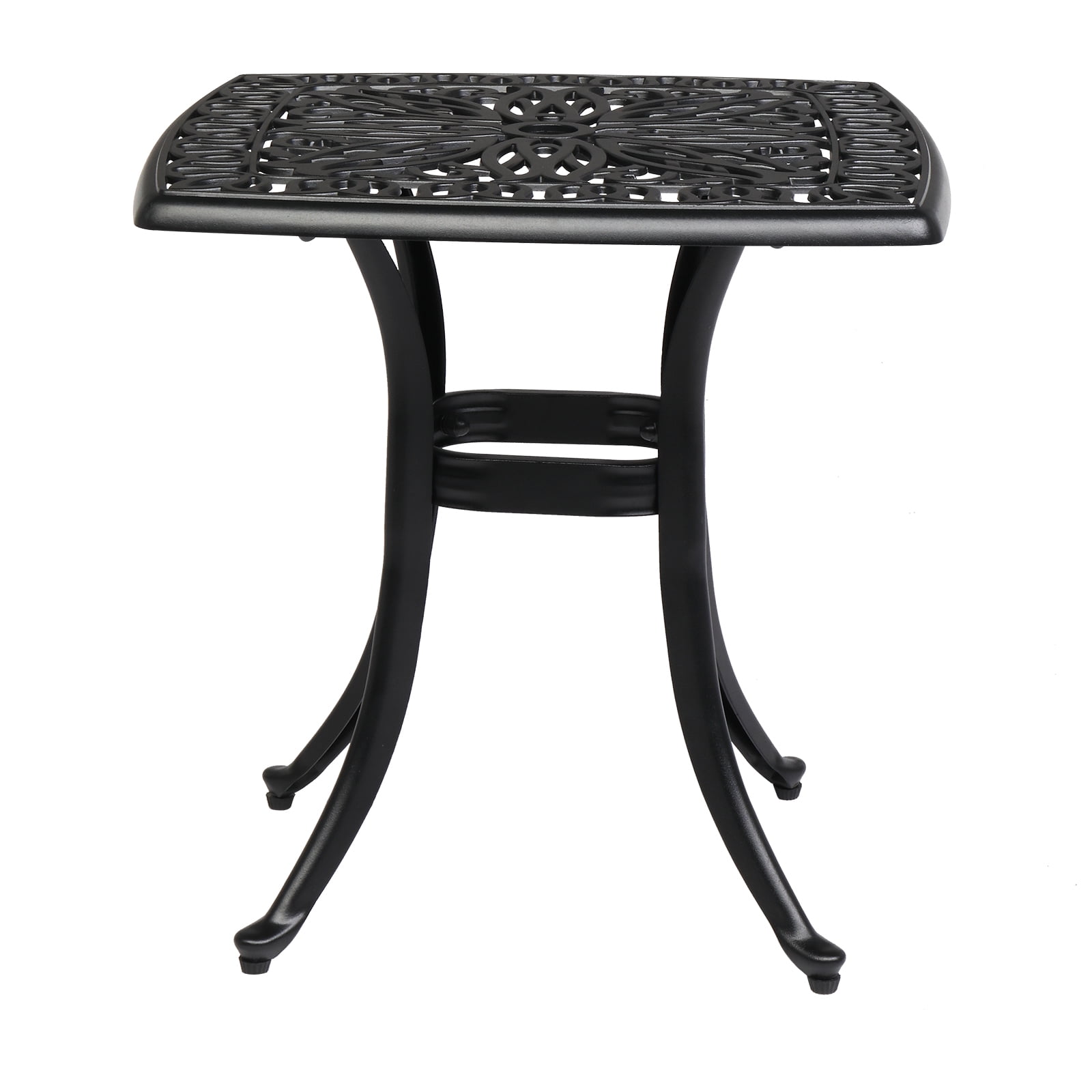 Ktaxon 21 in Aluminum Square Side Table, Metal Outdoor End Table, Black