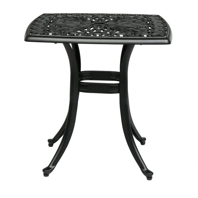 Ktaxon 21 in Aluminum Square Side Table, Metal Outdoor End Table, Black
