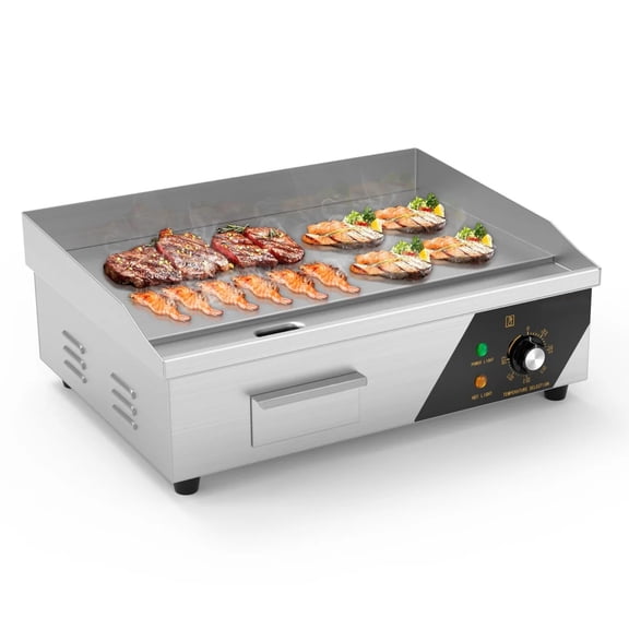 Ktaxon 22" Electric Countertop Flat Top Griddle, 1600W Teppanyaki Grill Stainless Steel 122°F-572°F