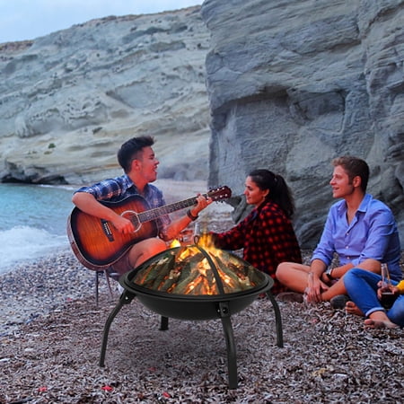 Ktaxon 22" Folding Iron Fire Pit, Portable Charcoal Fire Bowl