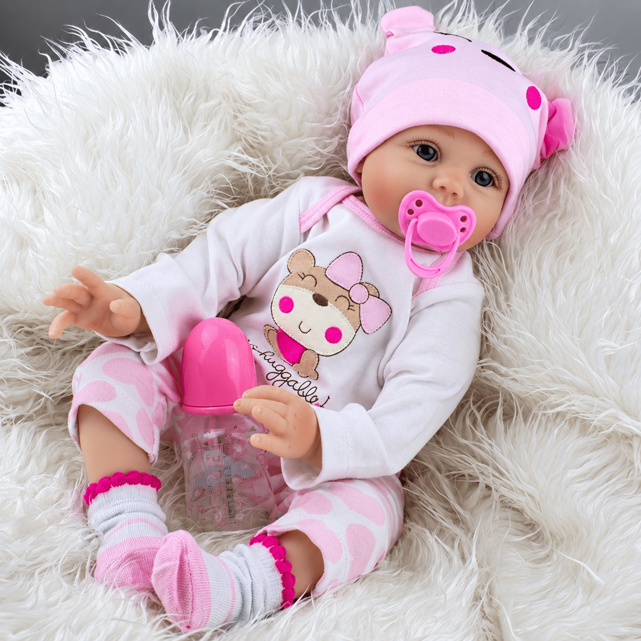 Ktaxon 22" Reborn Baby Doll, Life born Girl with Soft Cloth Body, Pacifier & Bottle, Ages 3+