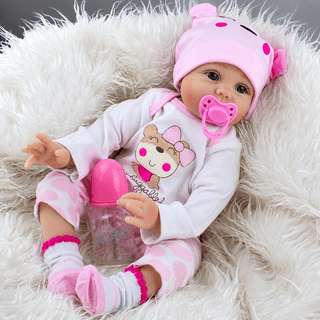 Ktaxon 22" Reborn Baby Doll, Life born Girl with Soft Cloth Body, Pacifier & Bottle, Ages 3+