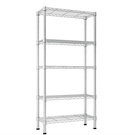 Ktaxon 23.62''L x 13.78''W x 59''H Storage Rack, 5-Tier Adjustable Kitchen Wire Shelving Organizer, Silver