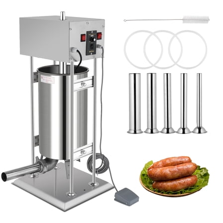 Ktaxon 33LBS/15L Electric Sausage Stuffer, Adjustable Speed Stainless Steel Sausage Maker Meat Stuffer, Heavy Duty Vertical Electric Stuffer Sausage Filler with 5 Stuffing Tubes, Home & Commercial