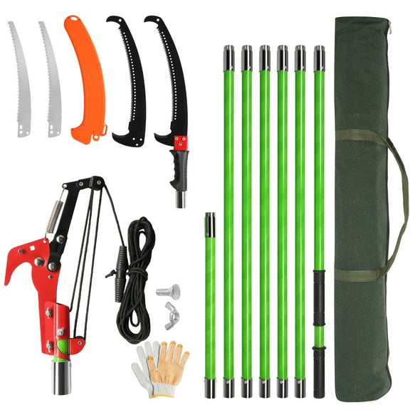 Ktaxon 24 FT Manual Pole Saw, Tree Trimmer, Yard Garden and Patios Trees Branches Cutting, A Good Garden Tools for Tree Trimming, Green