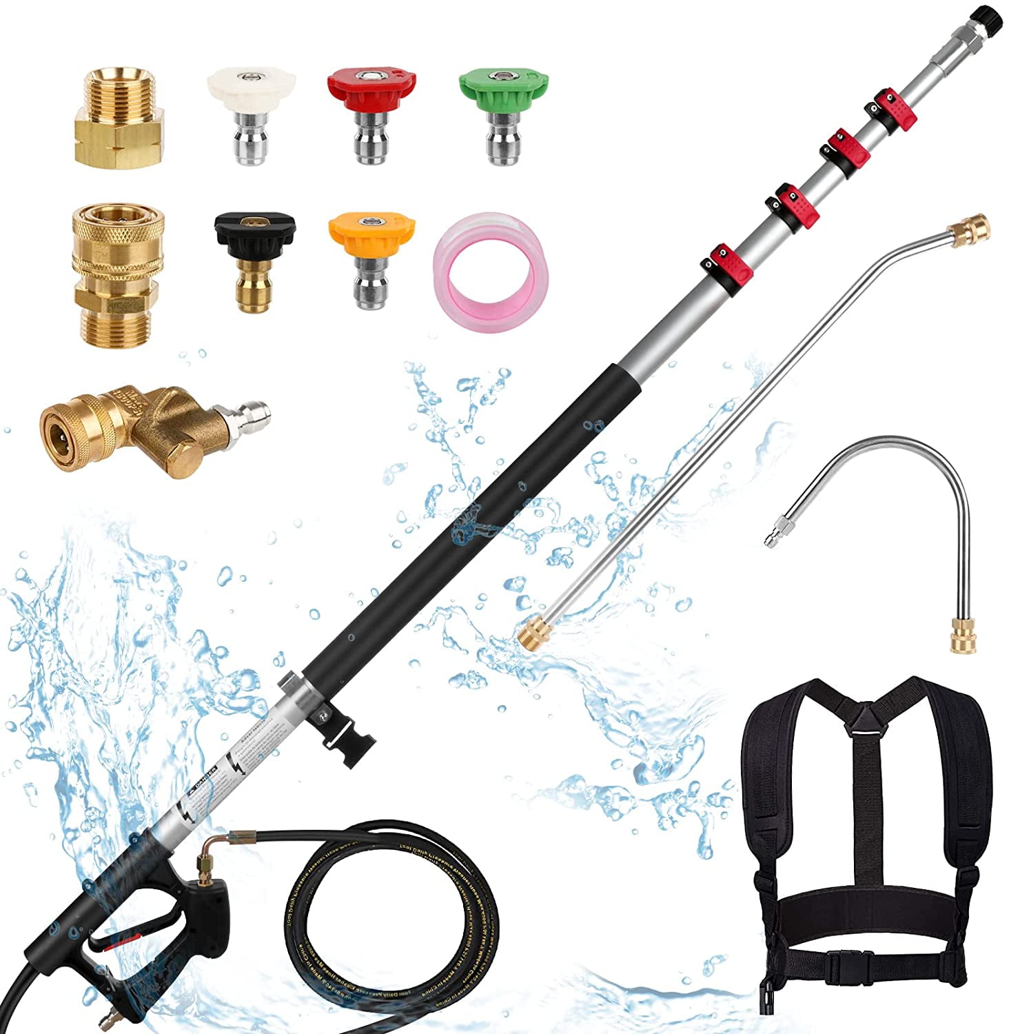 Ktaxon 24 FT Pressure Washer, Telescopic Extension Pole Spray Gun, Includes 5 Section Aluminum