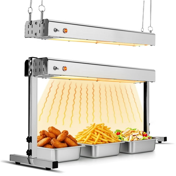 Ktaxon 24" Food Heat Lamp, 750W Stainless Steel Commercial Food Warmer Light with Hanging Chain, Silver
