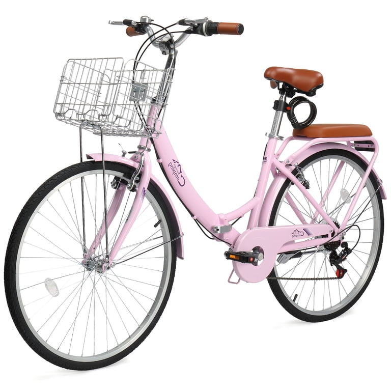 Ktaxon 24 Inch Folding Beach Cruiser Bike, 7 Speed Womens Bike