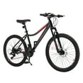 thumbnail image 1 of Ktaxon 24" Mountain Bike with Shimano 21 Speed, Dual Disc Brakes, Black Red, 1 of 8