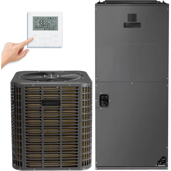 Ktaxon 24000 BTU Ducted Central Air Conditioner with Heater & Inverter, 18 SEER2 2 Ton Split AC Unit System with Multi-Position Air Handler, Precharged Condenser & Wired Controller, 208/230V
