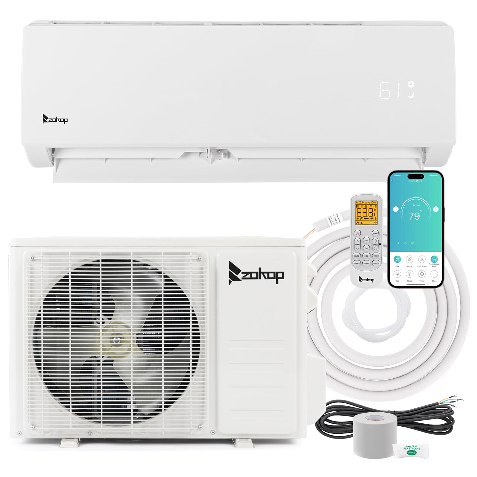 Ktaxon 24000 BTU ZOKOP Smart Split Type Inverter Air Conditioner with