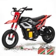 thumbnail image 1 of Ktaxon 24V 250W Dirt Bike, Electric Powered Motorcycle, up to 14 mph, Electric Ride on with Shock Absorption Suspension for 10+, Red, 1 of 11