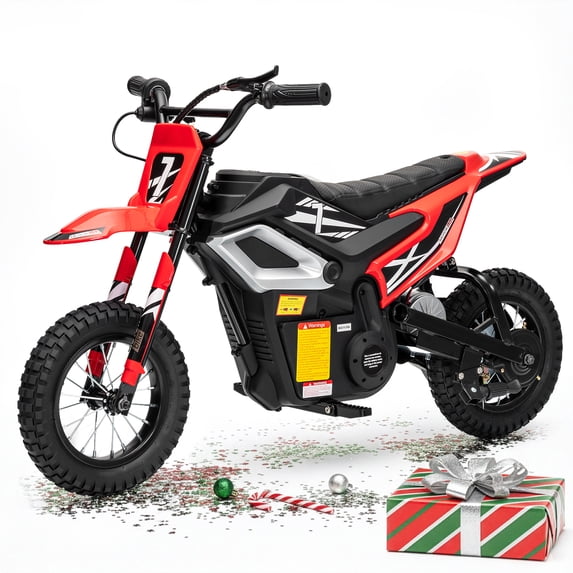 Ktaxon 24V 250W Dirt Bike, Electric Powered Motorcycle, up to 14 mph, Electric Ride on with Shock Absorption Suspension for 10+, Red
