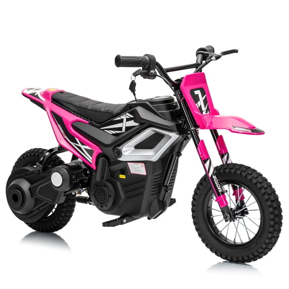 Ktaxon 24V Kids Electric Ride-On Motorcycle, 250W Motor, Up to 13.67 MPH, 7Ah Battery, 12" Wide Tires, Ages 10+, Pink