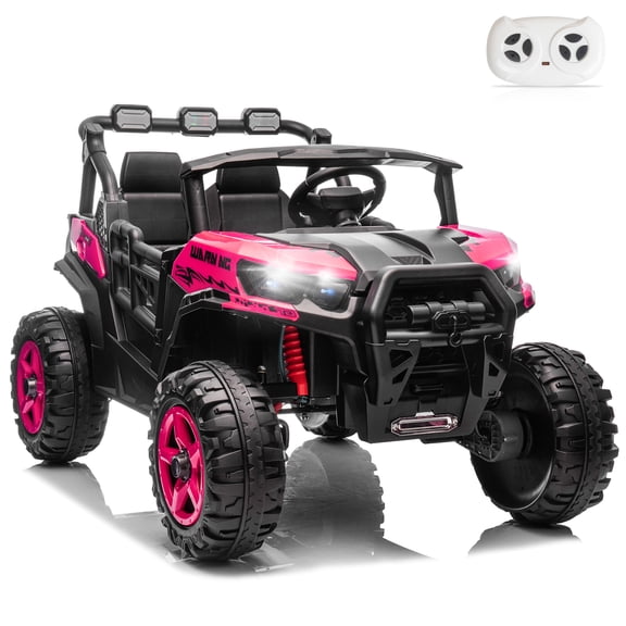 Ktaxon 24V Kids Ride On UTV, 2WD/4WD Switchable,  2 Seater Electric Car with Remote Control, LED Lights, Bluetooth, for Ages 3-8