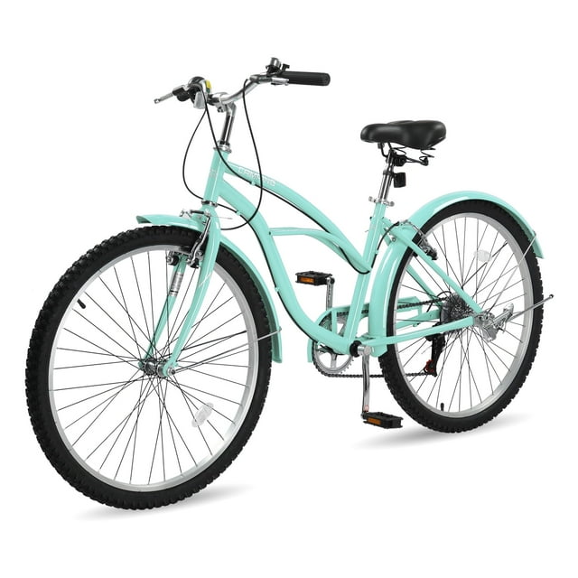 Ktaxon 26" Beach Cruiser Bike 7-Speed Commuter Bicycle, Mens and Womens, Blue Green
