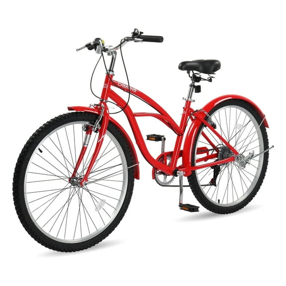 Ktaxon 26" Beach Cruiser Bike 7-Speed Commuter Bicycle for Mens and Womens, Red