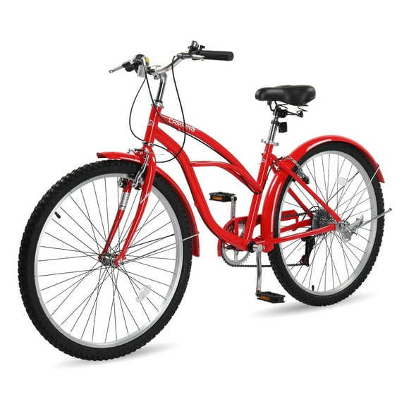 Ktaxon 26" Beach Cruiser Bike 7-Speed Commuter Bicycle for Mens and Womens, Red