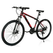 Campingsurvivals 21 Speed Mountain Bikes, with 26 inch Wheels and Dual Disc Brakes, Red/Black