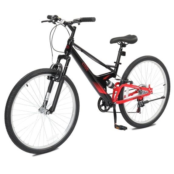 Ktaxon 26 inch 7 Speed Mountain Bike for Adult, Dual Shock Absorbers, Dual V Brake, Black Red