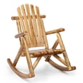 thumbnail image 1 of Ktaxon 26in Outdoor Wooden Rocking Chair, Adirondack Rocker Patio Chair with Rustic High Back for Indoor Backyard Garden Porch, Light Carbonized, 1 of 12