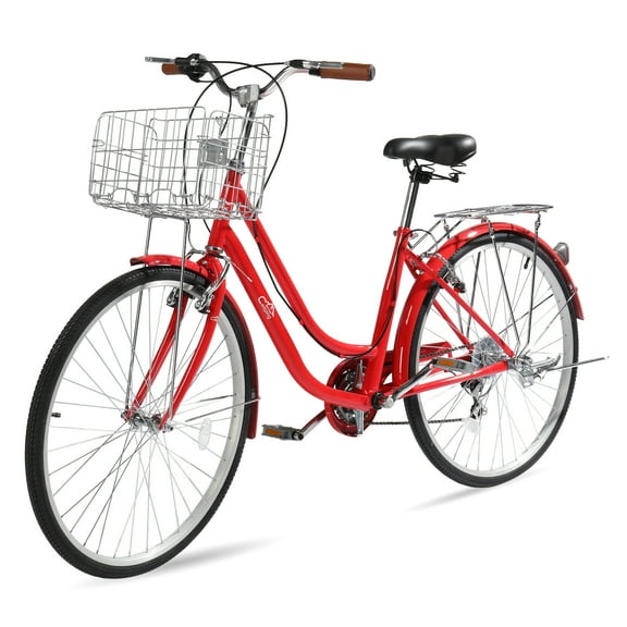 Ktaxon 26in Urban Commuter City Bike, Shimano 7 Speed Adult Road Bicycle, Red