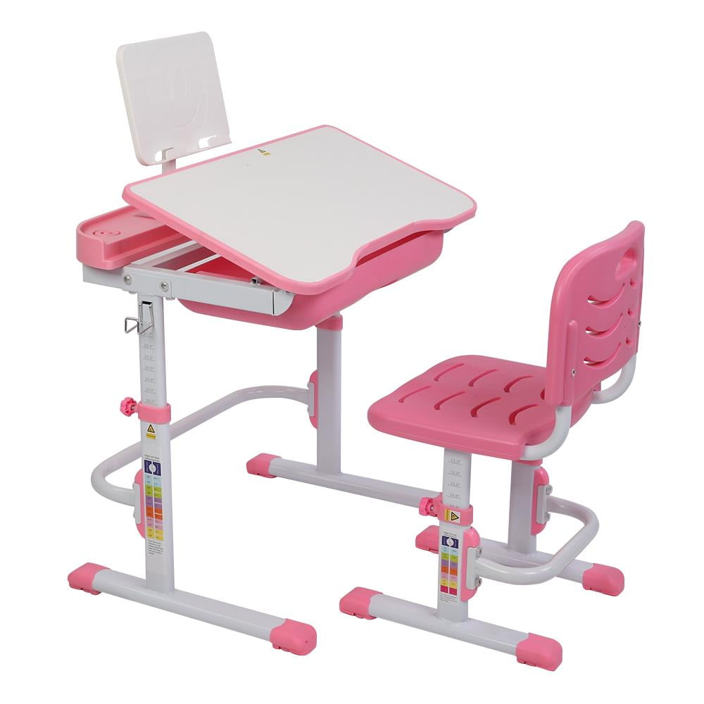 Ktaxon 27.5" Desktop Height Adjustable Children's Learning Desk Table and Chair Set w/ Bookstand