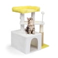 thumbnail image 1 of Ktaxon 27.5in Cat Tree, Multi-Level Tower with Scratching Post & Pad, Padded Bed for Kittens & Indoor Cats, White & Yellow, 1 of 8