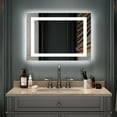 thumbnail image 1 of Ktaxon 28x20 inch LED Lighted Bathroom Mirror Silvered Wall Mounted Mirror with Touch Button,Anti Fog and IP67 Waterproof Square Mirror, 1 of 12