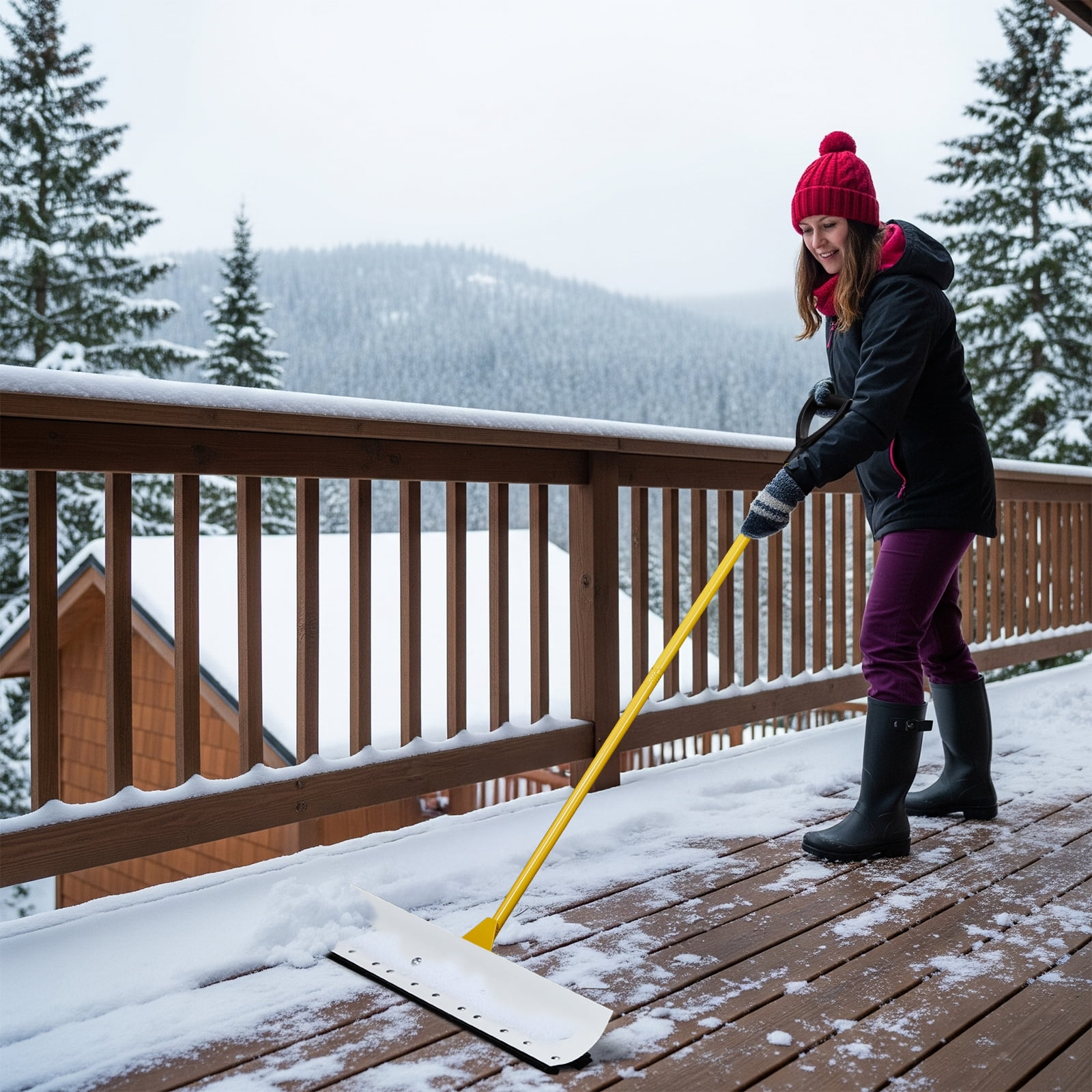 Ktaxon 29in Wide Snow Pusher Shovel for Driveways & Sidewalks
