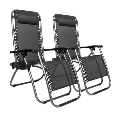 Ktaxon 2PCS Folding Zero Gravity Reclining Lounge Chairs Outdoor Beach Patio Yard Black