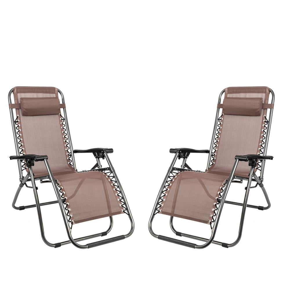 Ktaxon 2PCS Folding Zero Gravity Reclining Lounge Chairs Outdoor Beach Patio Yard Brown - Walmart.com