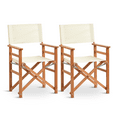 thumbnail image 1 of Ktaxon 2Pcs 18.5" Wooden Director's Folding Chair, Folding Beach Chair w/ Beige Canvas, Use for Indoor Outdoor Camping, Off-White, 1 of 8