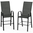 thumbnail image 1 of Ktaxon 2Pcs High Patio Outdoor Dining Chairs, Textilene Stackable Armrest Chairs Space Saving for Backyard Porch Garden - Black, 1 of 8