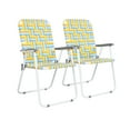 thumbnail image 1 of Ktaxon 2Pcs Oversize Patio Lawn Folding Chairs, Outdoor Webbed Portable Seating, Lightweight Steel Beach Dining Chair for Outdoor Yard, Garden (Blue & Yellow, Classic), 1 of 8