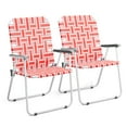 thumbnail image 1 of Ktaxon 2Pcs Oversize Patio Lawn Folding Chairs, Outdoor Webbed Portable Seating, Lightweight Steel Beach Dining Chair for Outdoor Yard, Garden (Red & White, Oversized), 1 of 6