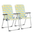 thumbnail image 1 of Ktaxon 2Pcs Standard Folding Lawn Chair, Portable Aluminum Patio Webbed Chair with Detachable Cup Holder, 330 LBS Heavy Duty Seating for Yard, Garden (Standard, Blue & Yellow), 1 of 8