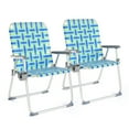 thumbnail image 1 of Ktaxon 2Pcs Oversized Folding Lawn Chair, Portable Aluminum Patio Webbed Chair with Detachable Cup Holder, 330 LBS Heavy Duty Seating for Yard, Garden (Oversized, Blue), 1 of 9